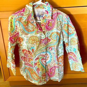 Women’s Robert Graham 3/4 Sleeve Paisley Blouse Size Small